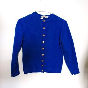 100% wool vintage cardigan royal blue